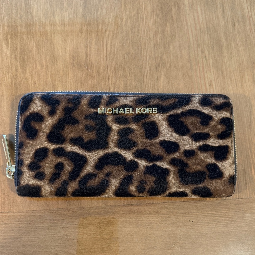 Michael Kors Brown and Black Animal Print Wallet